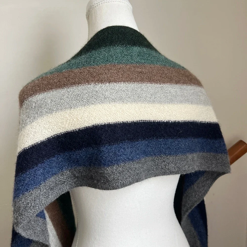 Chunky Extra Long Winter Neck‎ Scarf Fringe Striped Alpaca Knit Cozy Oversized